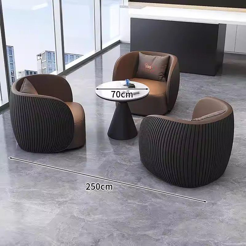 意式极简皮艺休息沙发茶几组合现代轻奢客厅商务洽谈桌椅组合