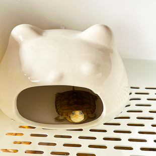 乌龟躲避屋饲养缸睡觉窝青蛙陶瓷缸可爱造景装饰摆件躲避洞穴