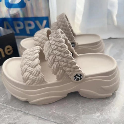 EVA防滑夏季2024增高松糕新款网红两穿外时尚厚底5cm拖鞋凉鞋