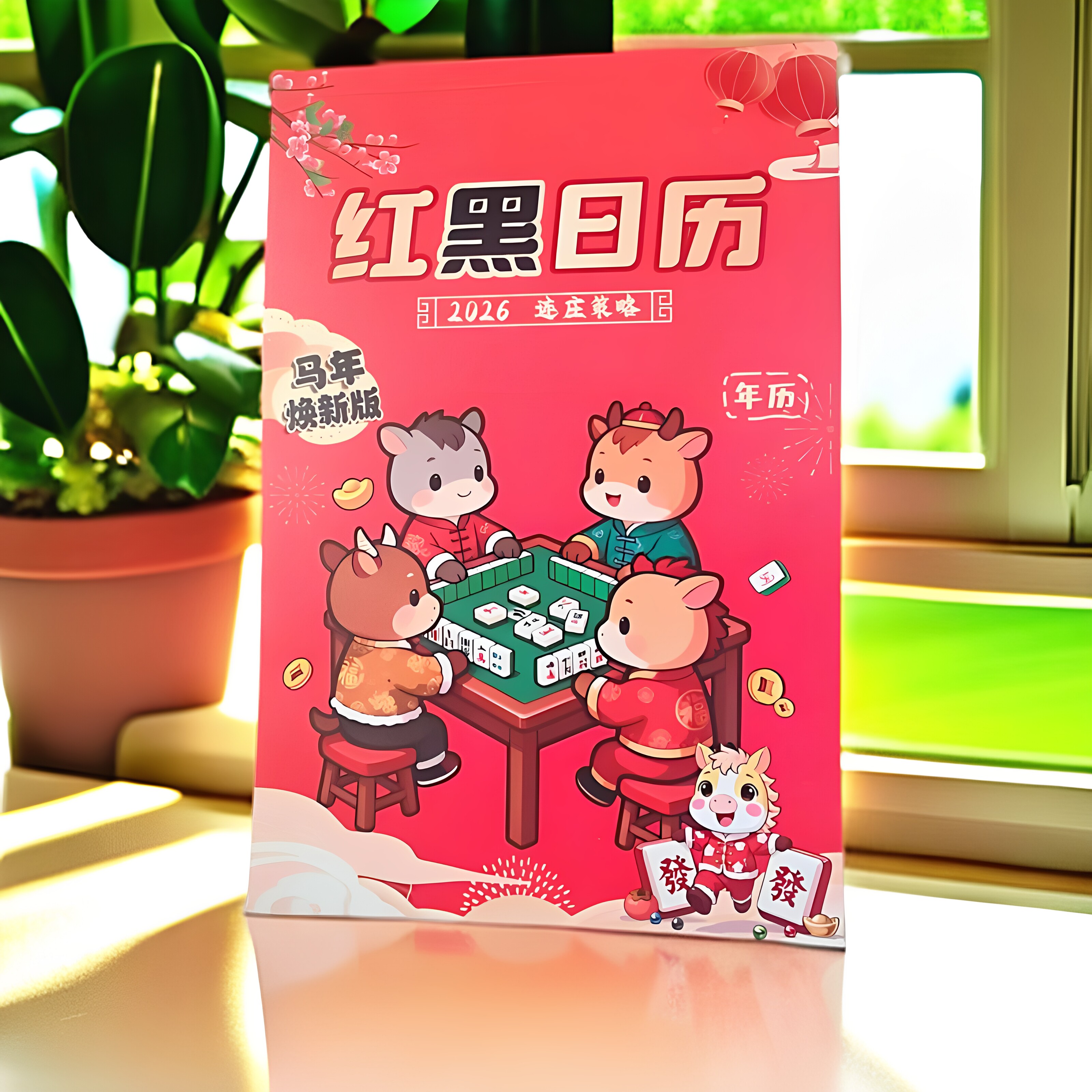 新升级版红黑日历2026年2027年麻将日历打麻将日历策略麻将专用
