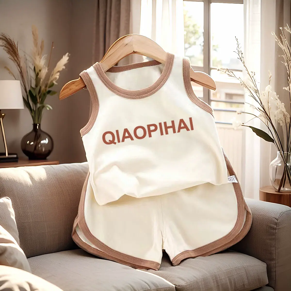 儿童吊带背心套装夏季薄款男女宝宝短裤婴儿运动两件套纯棉夏装