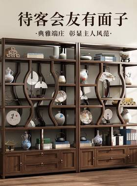 新中式博古架楠竹多宝阁架UPB件客厅摆置物架展架示茶室收书房纳