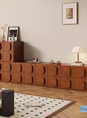 中古风实木家柜储物柜用客厅合电视柜卧组UJI室斗床头柜抽屉柜卡