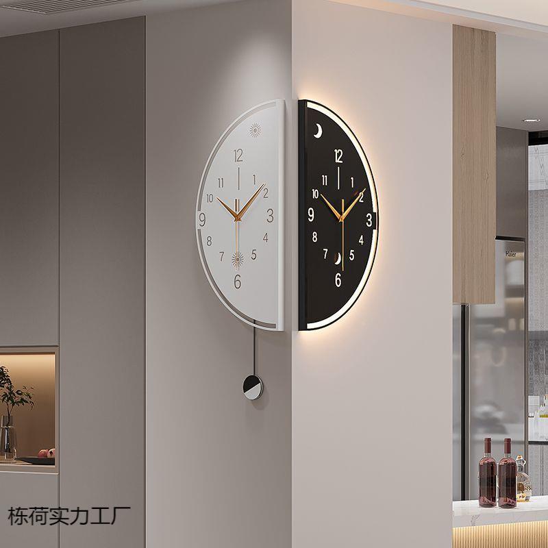 2025新款现代双简约厅拐角面挂客钟家用转角SCP时餐钟厅钟表挂墙