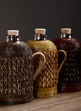 炉煮茶户竹编热水瓶家用围传统外复YPR古保温壶茶室容大量木塞开