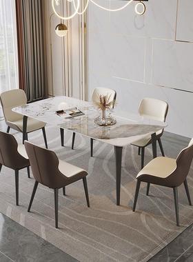 简约光岩板餐桌现代WOX小户型客厅用长形家饭方桌意式极亮简餐桌