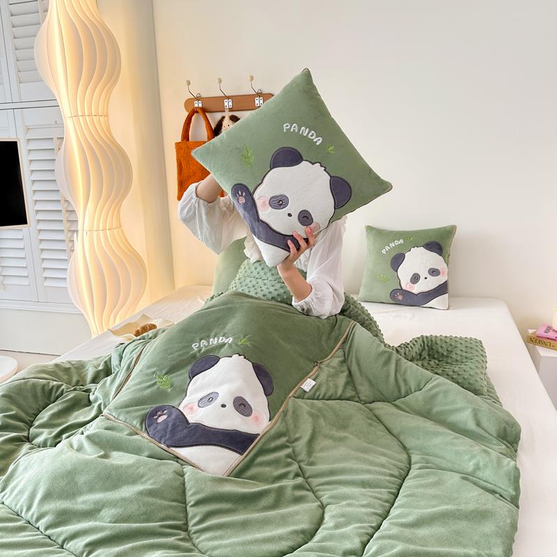 冬季豆豆LMY-NS-1绒子抱枕被两用双面加厚睡毯载枕头二合一车靠枕