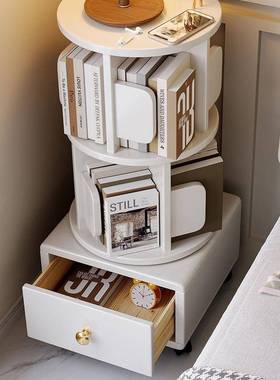 卧室童书柜简约床头小柜全AAR实木旋儿转书架移动带轮边收纳置物