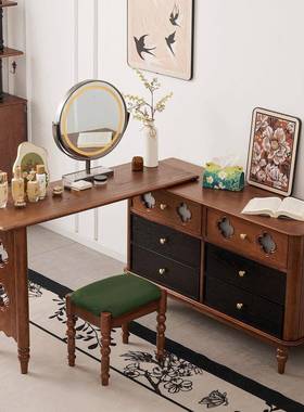 法式复古实六柜梳台斗书桌一体收纳储物柜床妆木尾柜小户RRX型化