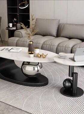 岩板椭现圆形茶几轻奢代新客厅用极简小户型款家创意网红茶几CJO