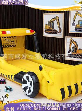 黄色挖掘机气儿童幼床安全护35栏空气床垫儿旅行床便带携充气充床
