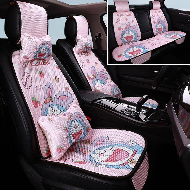 汽车坐垫四季用夏凉透气FQC冰可爱垫卡通车载座椅通靠背座单丝片