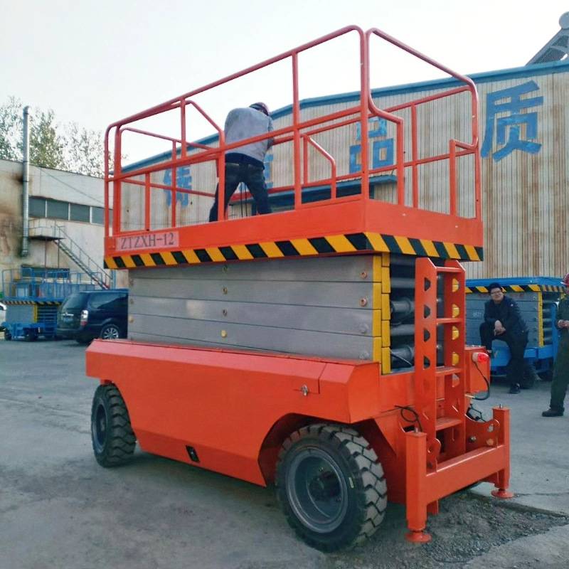 越野剪叉式升降8米电动小型升降平台高空作业车 自行剪叉升降机