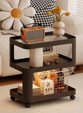 奶油风铁艺ZVB床头柜边几用卧室型床边置物小家架客可移厅动玻璃