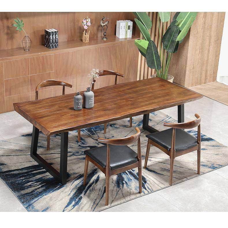 美复实ZBW木办公桌不规边长条老式板电脑桌则椅组古合铁艺家用书