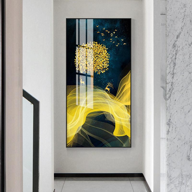 入户玄关晶瓷装饰画新中式楼梯过道玄关挂画家居壁画抽象画图片