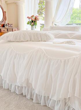 法式轻白色00全棉床四件YE2000001套公主风纯棉蕾丝奢被套仙上女