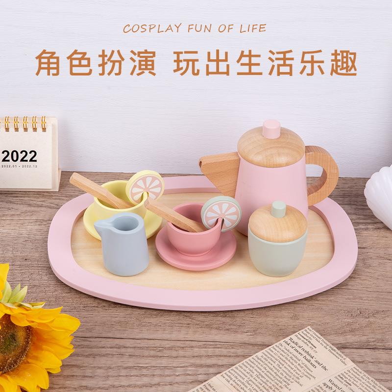 儿童家家HIR茶过组合下午茶甜点仿真茶壶餐早具套装木质厨具教玩