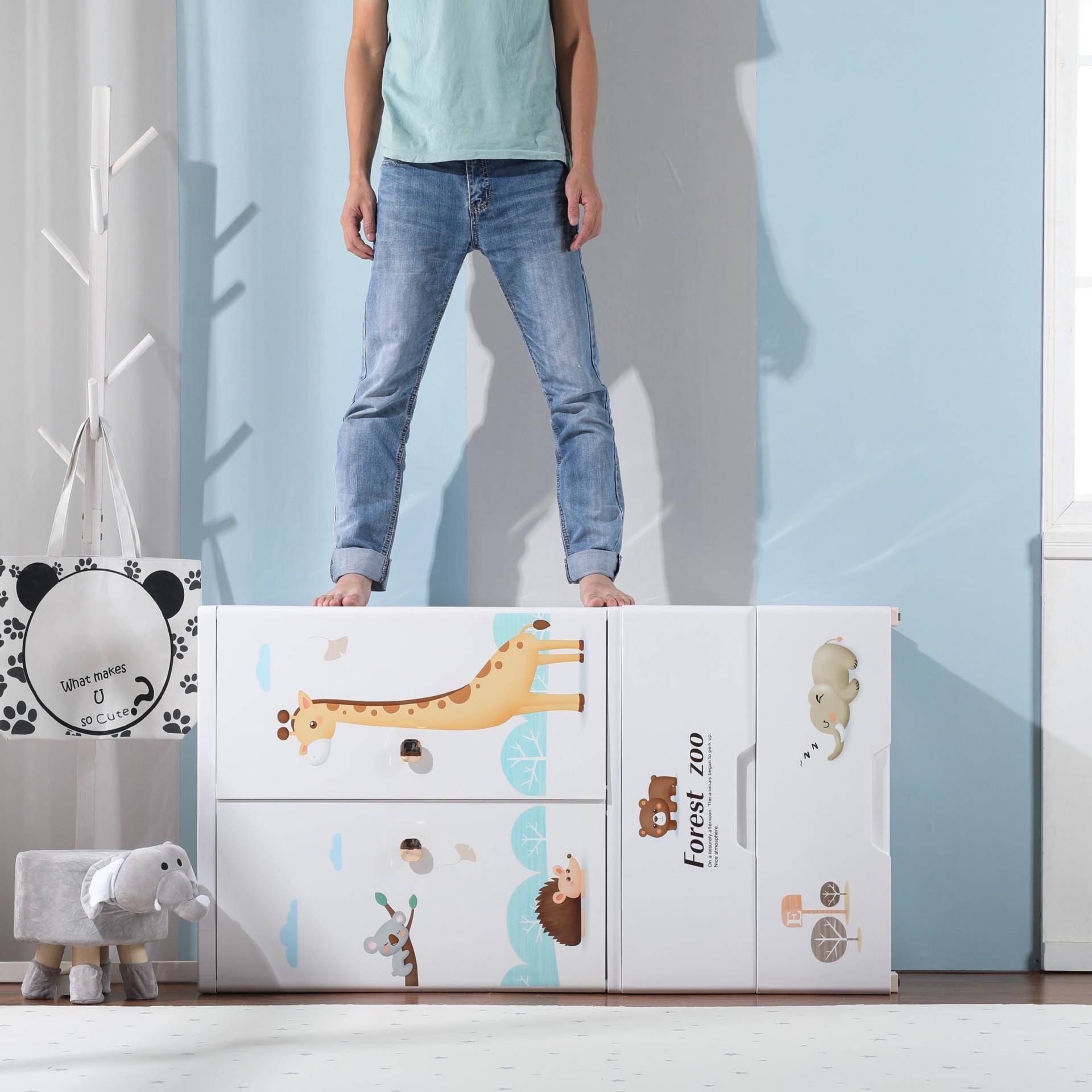 SC-166A3双开门式收纳柜整衣柜橱大号卡通儿童具塑料柜衣66宽理柜