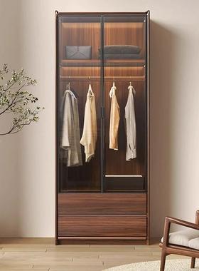新中式代简约推拉门纳衣JBQ橱储物现柜子黑桃木收胡实木