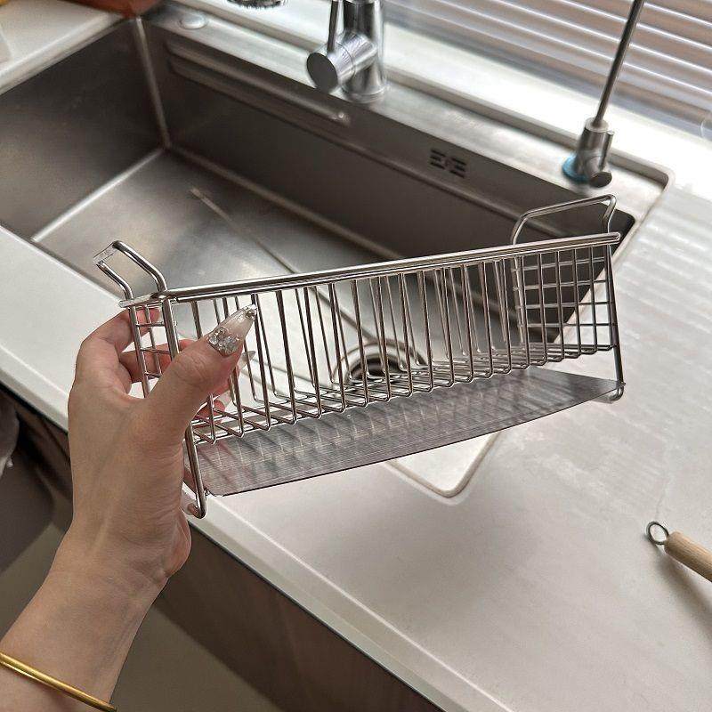 Y9MDN洗碗不锈钢厨房纳304水I槽抹布海绵沥置物架台面收洗水洁精