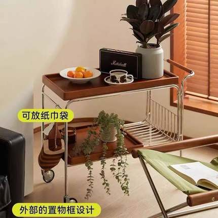 简约可移动茶水小推车实木茶几沙发边几餐柜客厅餐边柜餐车置物架