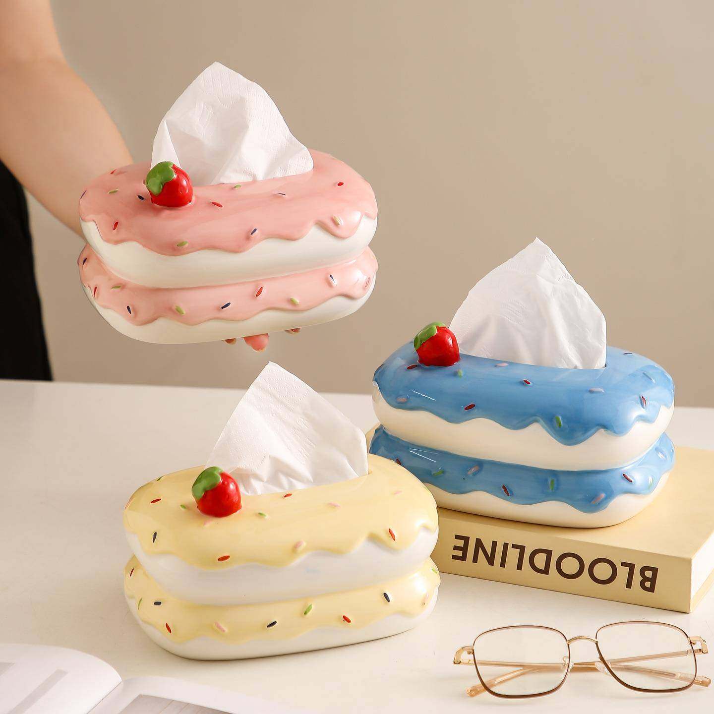 奶瓷油风蛋糕陶纸PXF巾盒创趣意卡通厅桌面可爱味餐巾纸收纳抽纸,电子元器件市场,其它元器件,淘宝优惠券,粉丝福利购,淘宝优惠卷