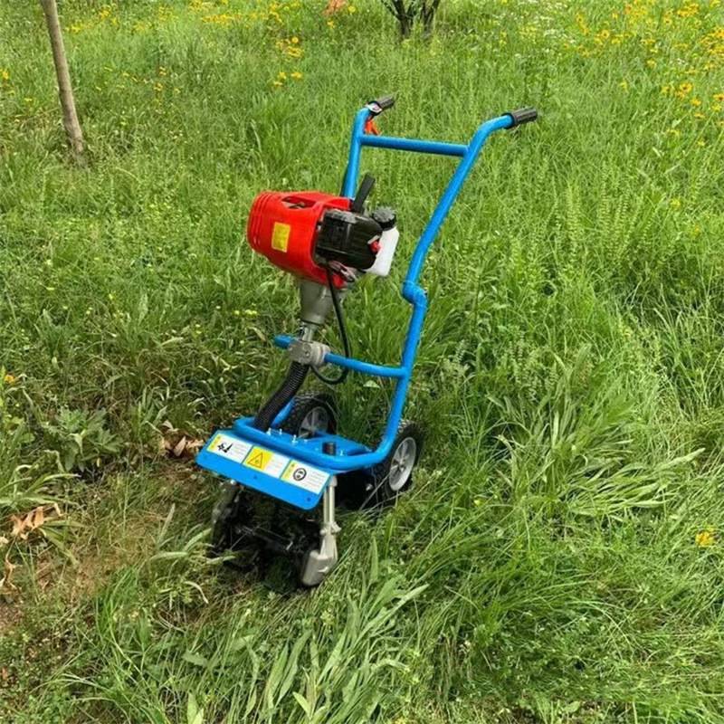 多功能小型汽油除草机硬地耕整翻土大棚锄草机推车式农用旋耕机