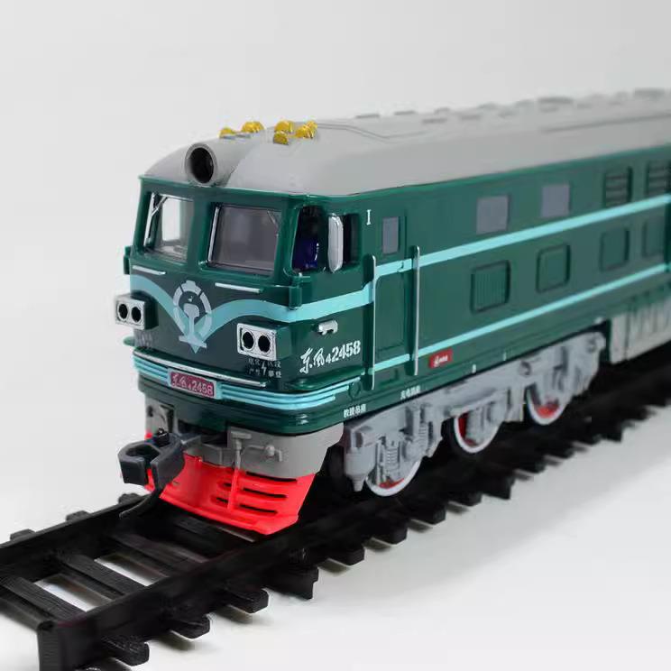 东风火车头4MLL内燃机B车仿真电轨道车火车绿皮火模型玩动具