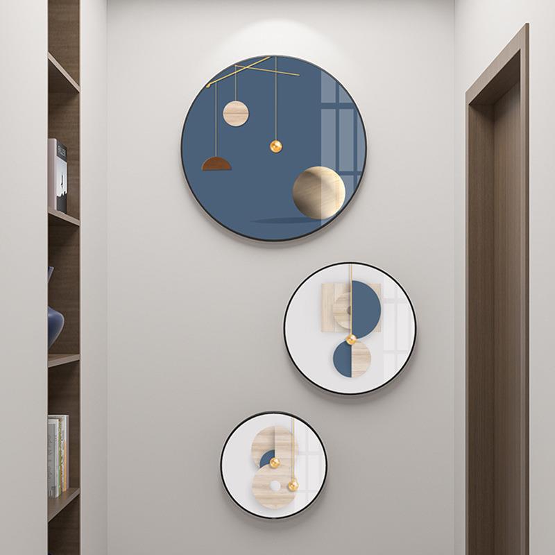 中式玄关装饰画暖RVT居走廊道圆壁画现代新过简约形茶室挂画竖版