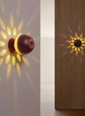 控手控花灯小灯氛围38351e感led灯手势瓣制免布线ld小夜灯木质灯