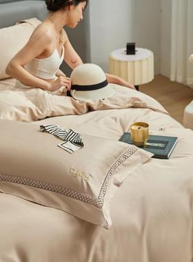 2025欧式100s双股长绒棉贡缎棉刺绣全棉四用套纯被14265套件床盖