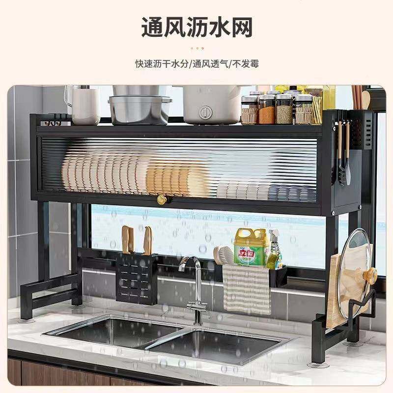 水厨置房物架台面洗LGR碗能洗碗池碗柜防尘柜门碗盘多功收纳沥槽
