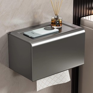 卫生间厕纸纸巾盒太空铝防水厕所纸巾卷纸置物架免打孔壁挂抽纸盒