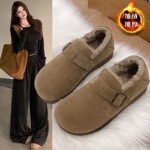 雪地靴女款冬季加绒全包复古勃肯鞋女2025新款一脚蹬豆豆鞋毛毛鞋