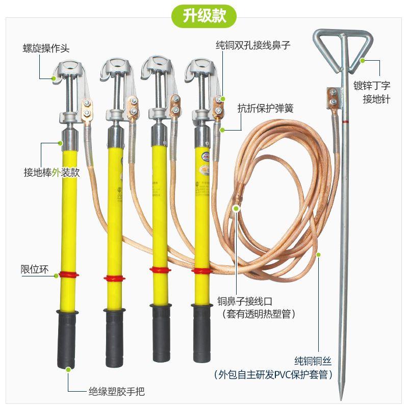 0.4KV低压接地线接地棒25平方软铜线接地针猴头螺旋电力接地钉