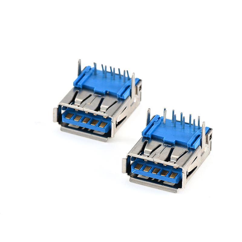 USB3.0 ATYPE母头座子 90度 弯脚 9P 焊板 直插 3.0 A型 母座 5个