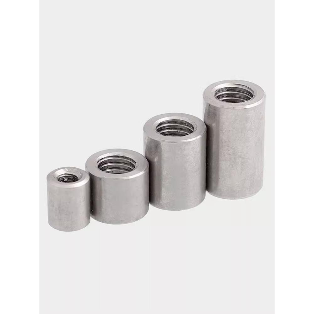 304不锈钢圆形螺母加长连接螺丝杆接头圆柱螺帽M3M4M6M8M10M12M20