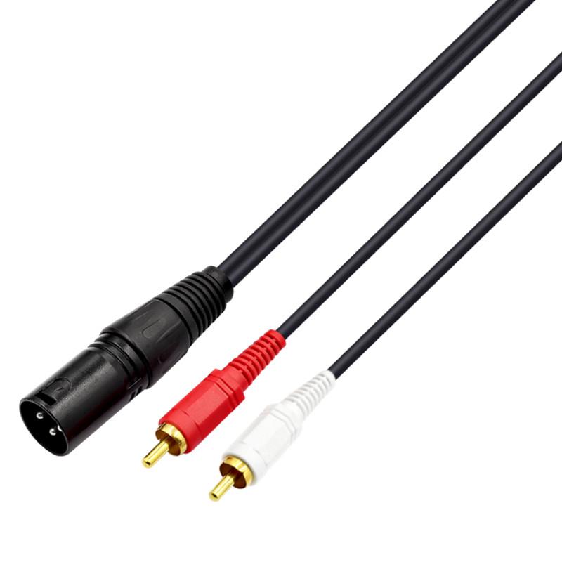 双莲花转卡侬公音频线2RCA公头转卡农母麦克风线调音台音响连接线