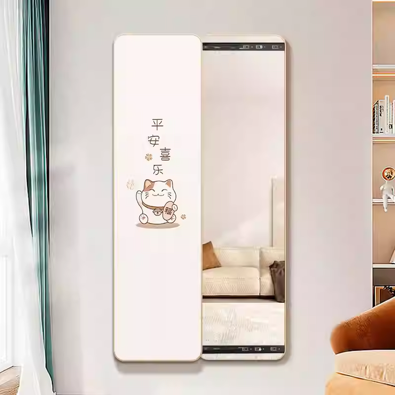 开合式超薄圆角隐藏全身镜开门穿衣镜画暗藏可关闭镜子落地