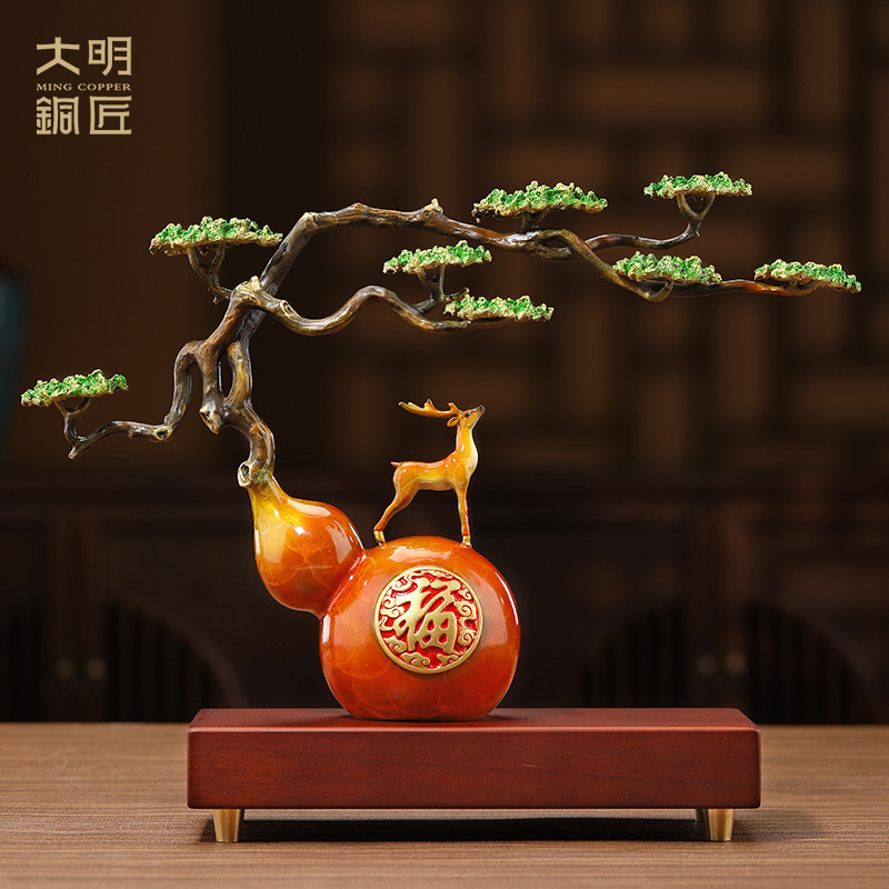 大明铜匠铜葫芦摆件客厅招财办公室装饰入户玄关乔迁新居礼品礼物