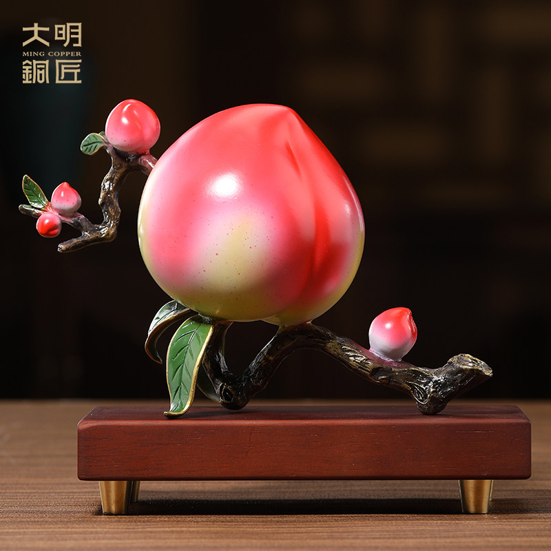 大明铜匠铜寿桃摆件寿星寿礼老人生日礼物祝寿客厅玄关送长辈礼品