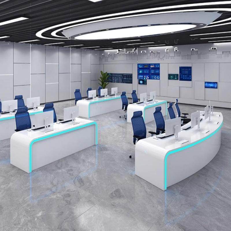 监控操作台 监控中心控制台调度台弧形2联三联指挥中心监控台定制