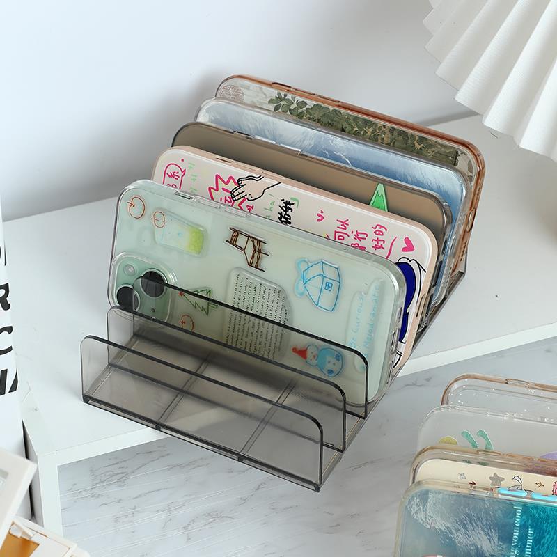 桌面手机专用收纳盒可充电多格办公室便签遥控器整理盒工位置物架