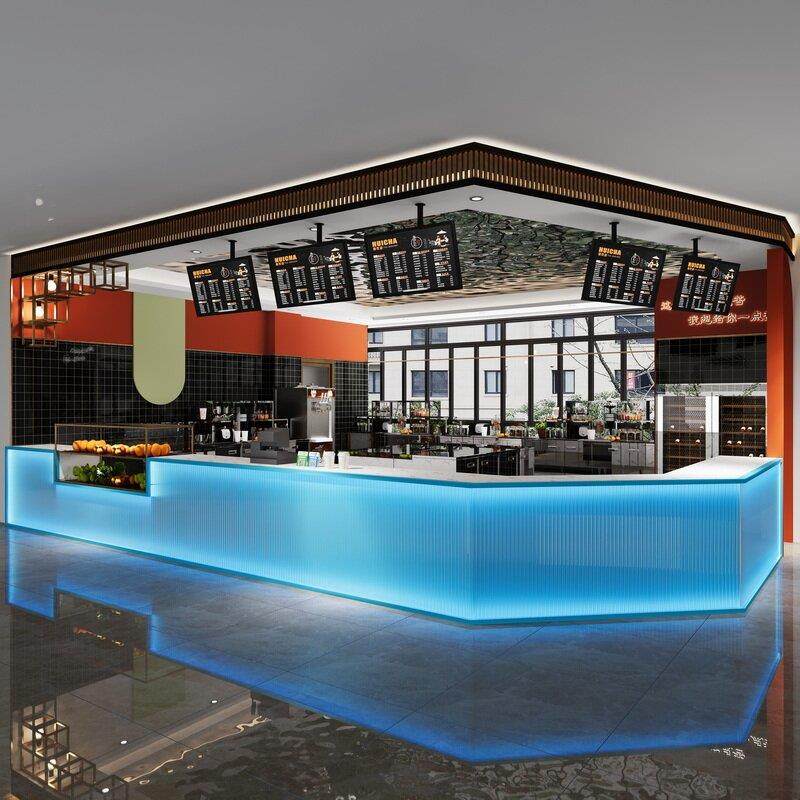 工业风发光创意工业风酒吧吧台收银台转角健身房网咖吧台前台接待