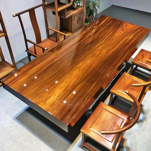整块_实木大板原木茶台奥坎红木书画 画案工作台茶桌花梨木_新货