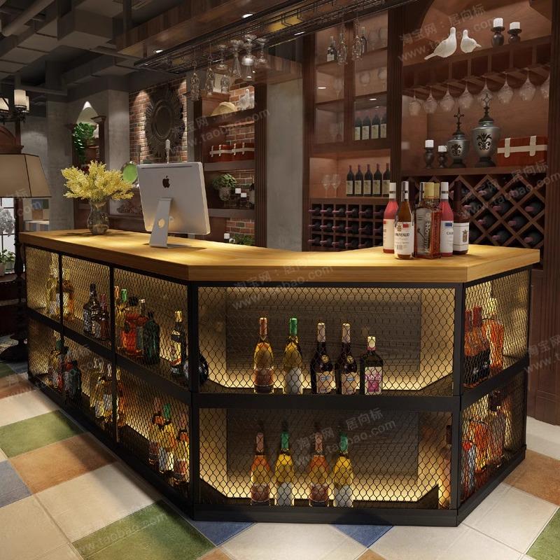 定制工业风酒吧吧台桌收银台转角音乐餐厅清吧吧台烧烤店前台接待