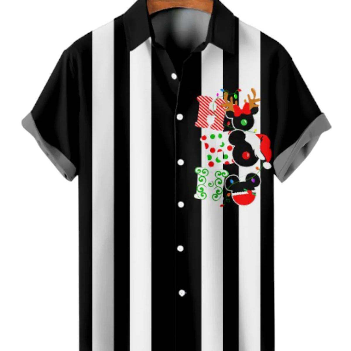 2025men clothes士夏季短袖衬衫男士翻领大码印花夏威夷开衫上衣6