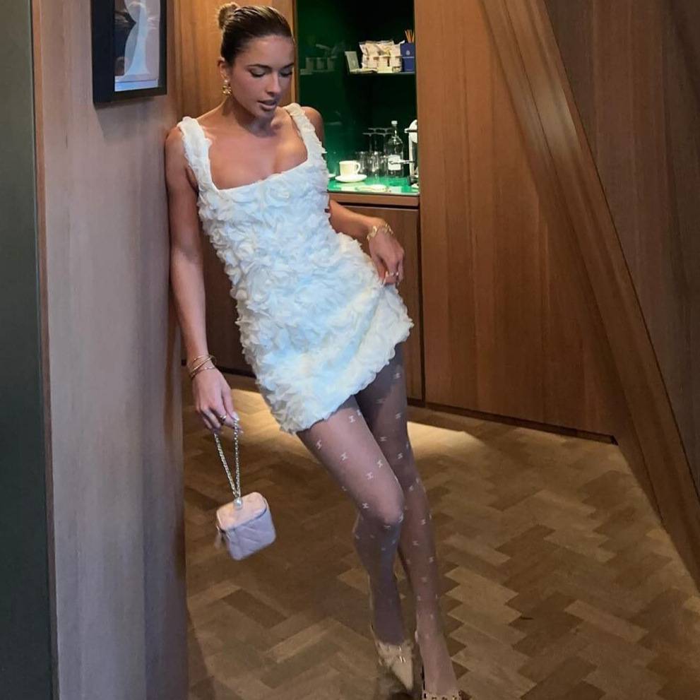 2025women clothesGY25035欧美新款甜美可爱立体花朵吊带连衣裙