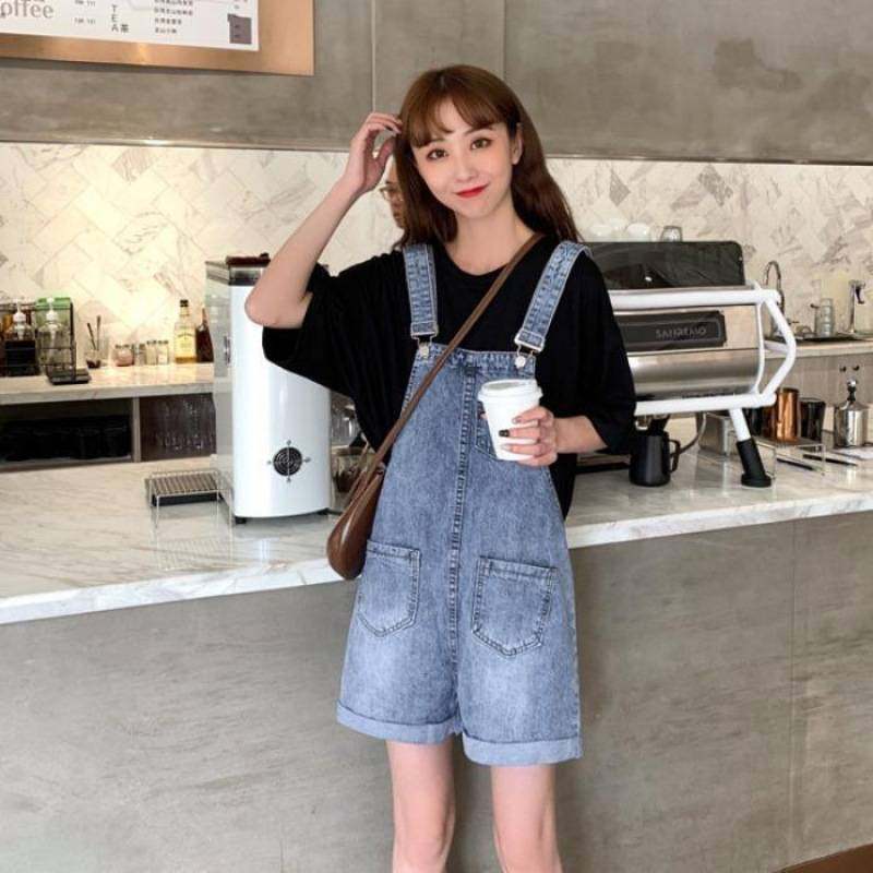 2025women clothes红牛仔裤女装背带裤短裤高腰显瘦直筒裤阔腿裤